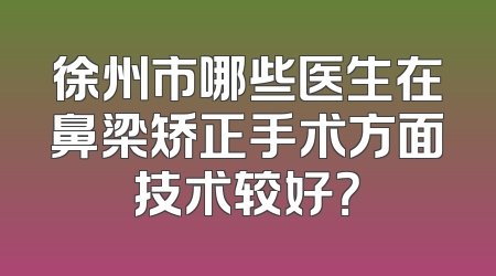 徐州市哪些医生在鼻梁矫正手术方面技术较好？