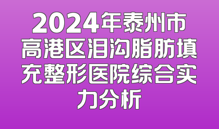 2024年泰州市高港区泪沟脂肪填充整形医院综合实力分析