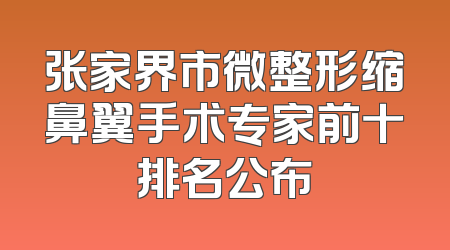 张家界市微整形缩鼻翼手术专家前十排名公布
