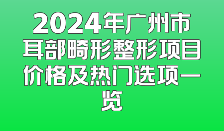 2024年广州市耳部畸形整形项目价格及热门选项一览