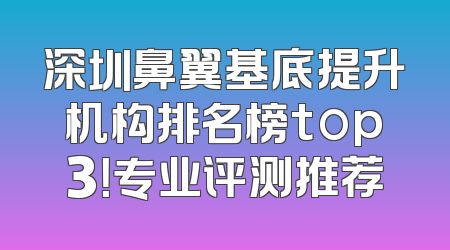 深圳鼻翼基底提升机构排名榜top3！专业评测推荐