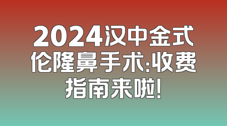 2024汉中金式伦隆鼻手术：收费指南来啦！