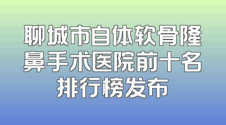 聊城市自体软骨隆鼻手术医院前十名排行榜发布