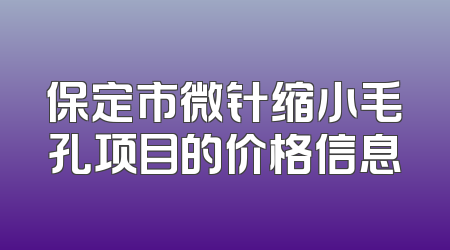 保定市微针缩小毛孔项目的价格信息