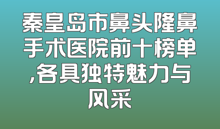 秦皇岛市鼻头隆鼻手术医院前十榜单，各具独特魅力与风采