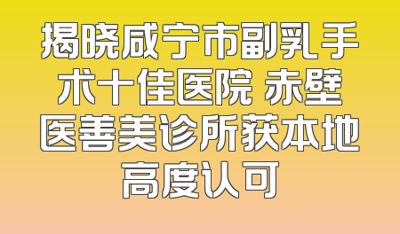 揭晓咸宁市副乳手术十佳医院 赤壁医善美诊所获本地高度认可