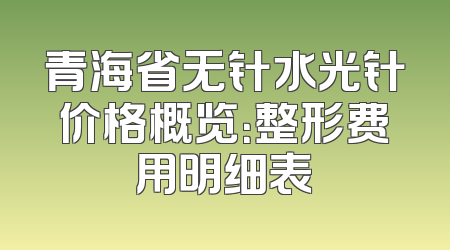 青海省无针水光针价格概览：整形费用明细表