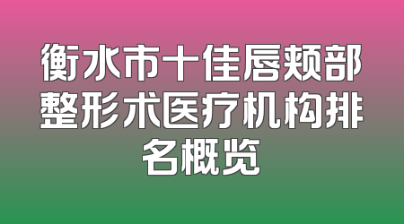 衡水市十佳唇颊部整形术医疗机构排名概览
