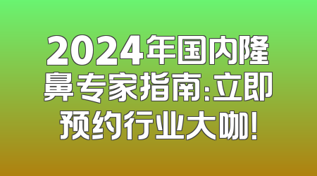 2024年国内隆鼻专家指南：立即预约行业大咖！
