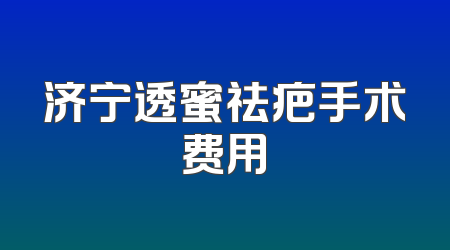 济宁透蜜祛疤手术费用