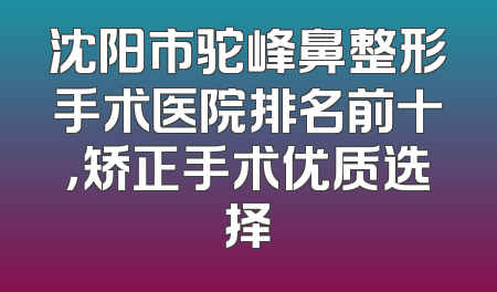 沈阳市驼峰鼻整形手术医院排名前十，矫正手术优质选择