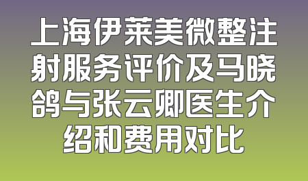 上海伊莱美微整注射服务评价及马晓鸽与张云卿医生介绍和费用对比