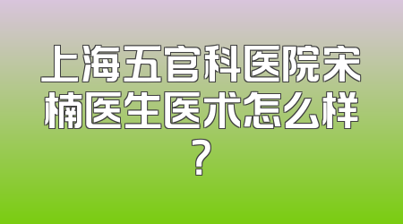上海五官科医院宋楠医生医术怎么样？
