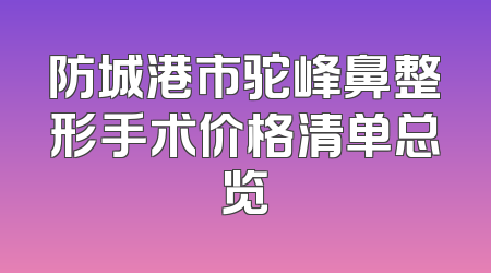 防城港市驼峰鼻整形手术价格清单总览