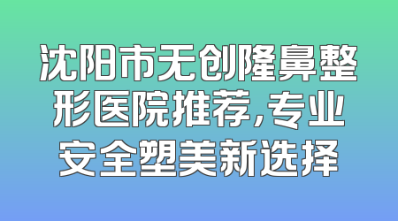 沈阳市无创隆鼻整形医院推荐，专业安全塑美新选择