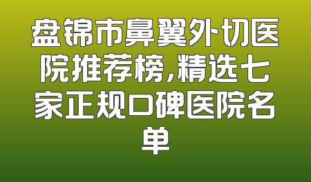 盘锦市鼻翼外切医院推荐榜，精选七家正规口碑医院名单