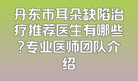 丹东市耳朵缺陷治疗推荐医生有哪些？专业医师团队介绍