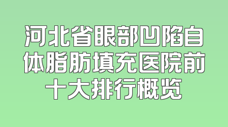 河北省眼部凹陷自体脂肪填充医院前十大排行概览
