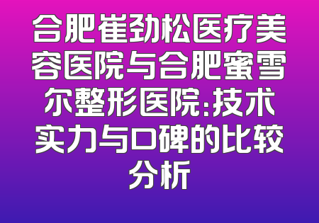 合肥崔劲松医疗美容医院与合肥蜜雪尔整形医院：技术实力与口碑的比较分析