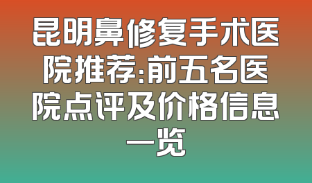 昆明鼻修复手术医院推荐：前五名医院点评及价格信息一览