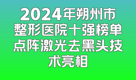 2024年朔州市整形医院十强榜单点阵激光去黑头技术亮相