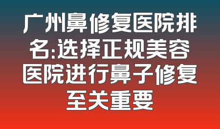 广州鼻修复医院排名：选择正规美容医院进行鼻子修复至关重要