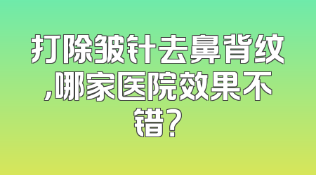 打除皱针去鼻背纹，哪家医院效果不错？