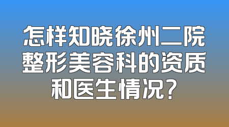 怎样知晓徐州二院整形美容科的资质和医生情况？