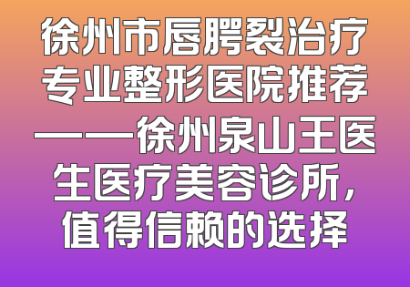 徐州市唇腭裂治疗专业整形医院推荐——徐州泉山王医生医疗美容诊所，值得信赖的选择