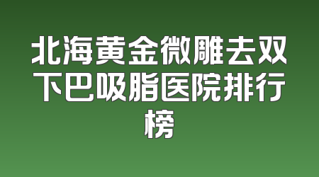北海黄金微雕去双下巴吸脂医院排行榜