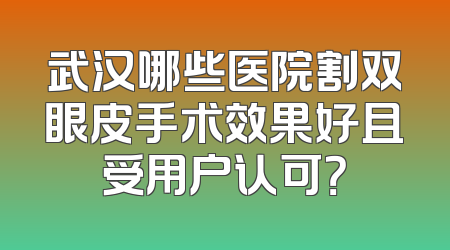 武汉哪些医院割双眼皮手术效果好且受用户认可？