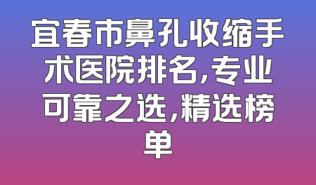 宜春市鼻孔收缩手术医院排名，专业可靠之选，精选榜单