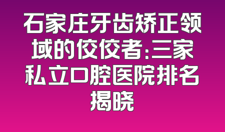 石家庄牙齿矫正领域的佼佼者：三家私立口腔医院排名揭晓