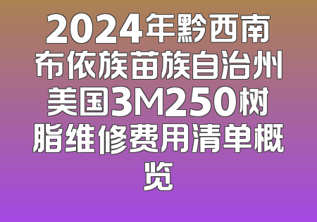 2024年黔西南布依族苗族自治州美国3M250树脂维修费用清单概览