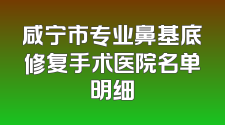 咸宁市专业鼻基底修复手术医院名单明细