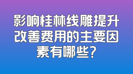 影响桂林线雕提升改善费用的主要因素有哪些？