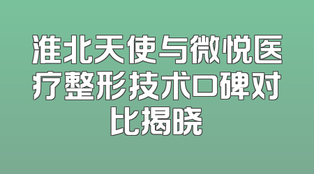 淮北天使与微悦医疗整形技术口碑对比揭晓