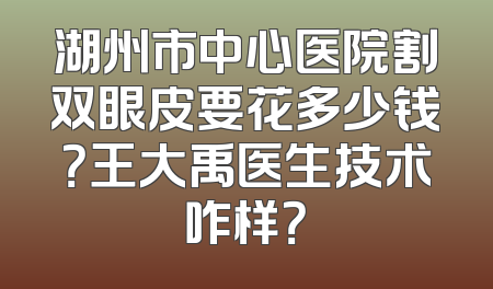 湖州市中心医院割双眼皮要花多少钱？王大禹医生技术咋样？