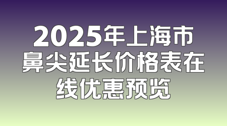 2025年上海市鼻尖延长价格表在线优惠预览