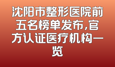沈阳市整形医院前五名榜单发布，官方认证医疗机构一览
