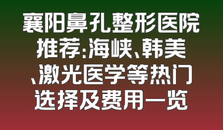 襄阳鼻孔整形医院推荐：海峡、韩美、激光医学等热门选择及费用一览
