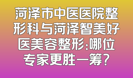 菏泽市中医医院整形科与菏泽智美好医美容整形：哪位专家更胜一筹？