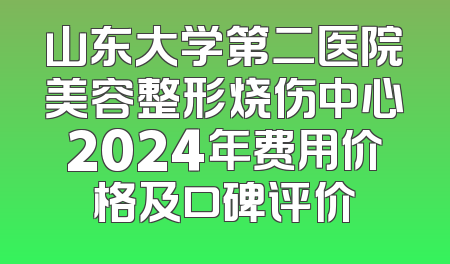 山东大学第二医院美容整形烧伤中心2024年费用价格及口碑评价