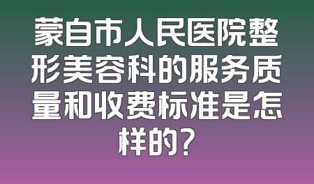 蒙自市人民医院整形美容科的服务质量和收费标准是怎样的？