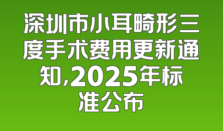 深圳市小耳畸形三度手术费用更新通知，2025年标准公布