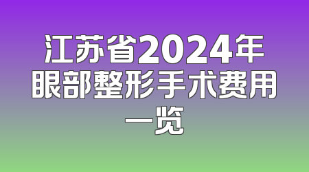 江苏省2024年眼部整形手术费用一览