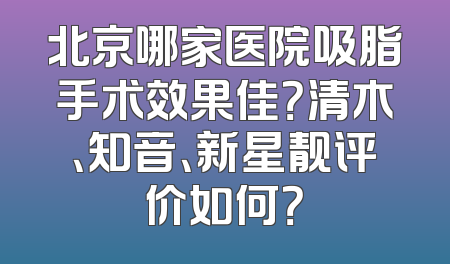 北京哪家医院吸脂手术效果佳？清木、知音、新星靓评价如何？
