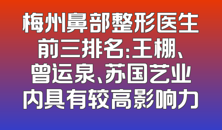 梅州鼻部整形医生前三排名：王棚、曾运泉、苏国艺业内具有较高影响力