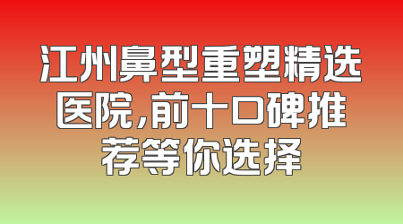 江州鼻型重塑精选医院，前十口碑推荐等你选择