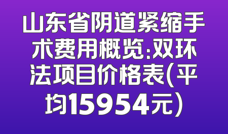 山东省阴道紧缩手术费用概览：双环法项目价格表（平均15954元）